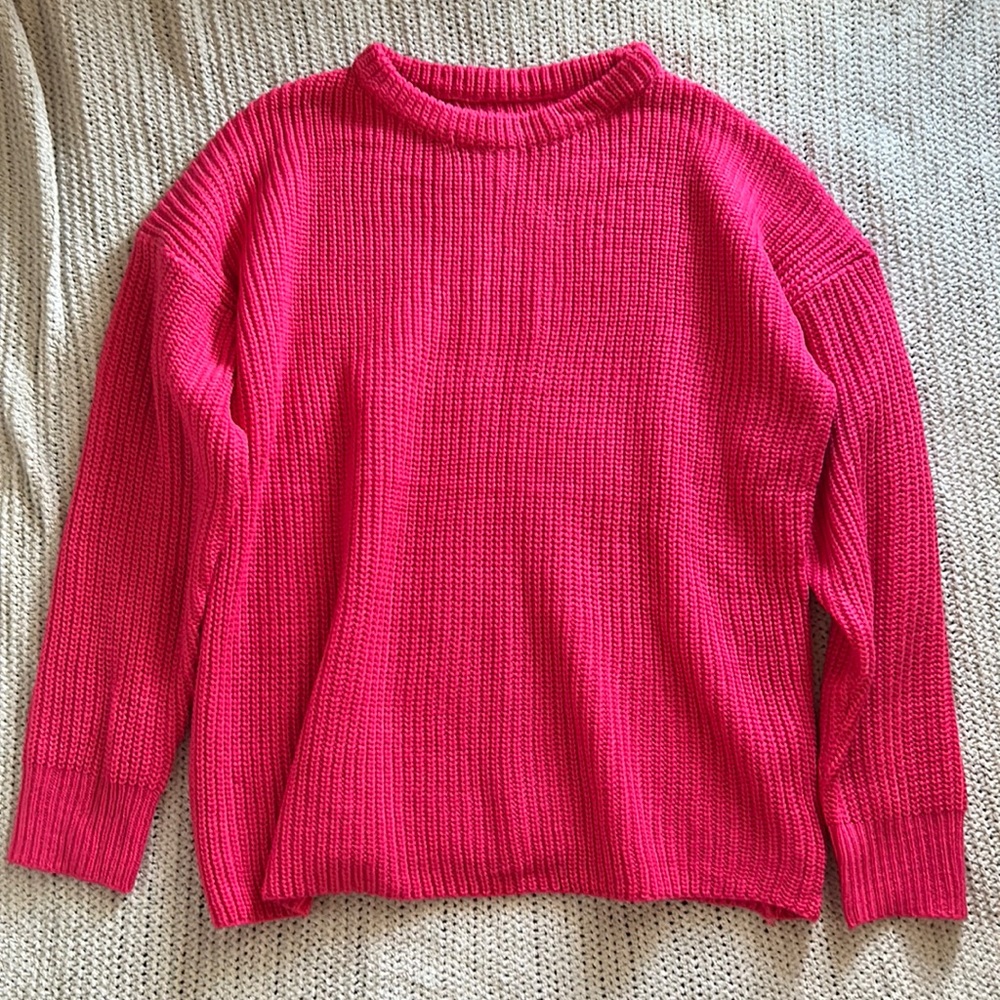 Chunky Knit Hot Pink Sweater